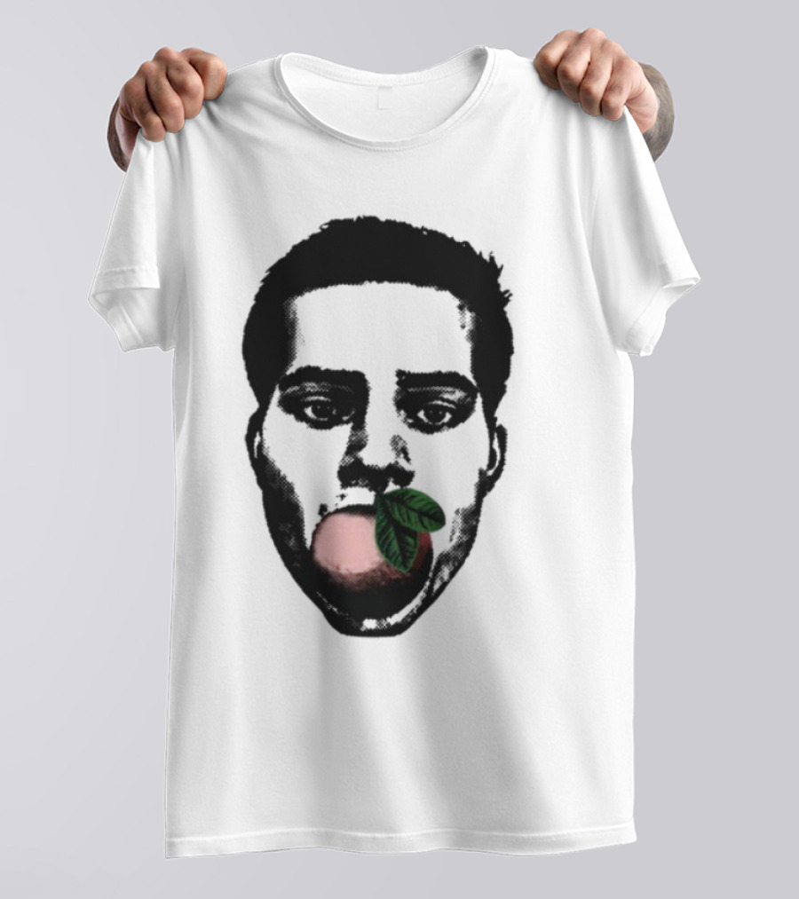 ``` Nick Wilkins Orange Face With Red Apple And Leaves ``` T-Shirt