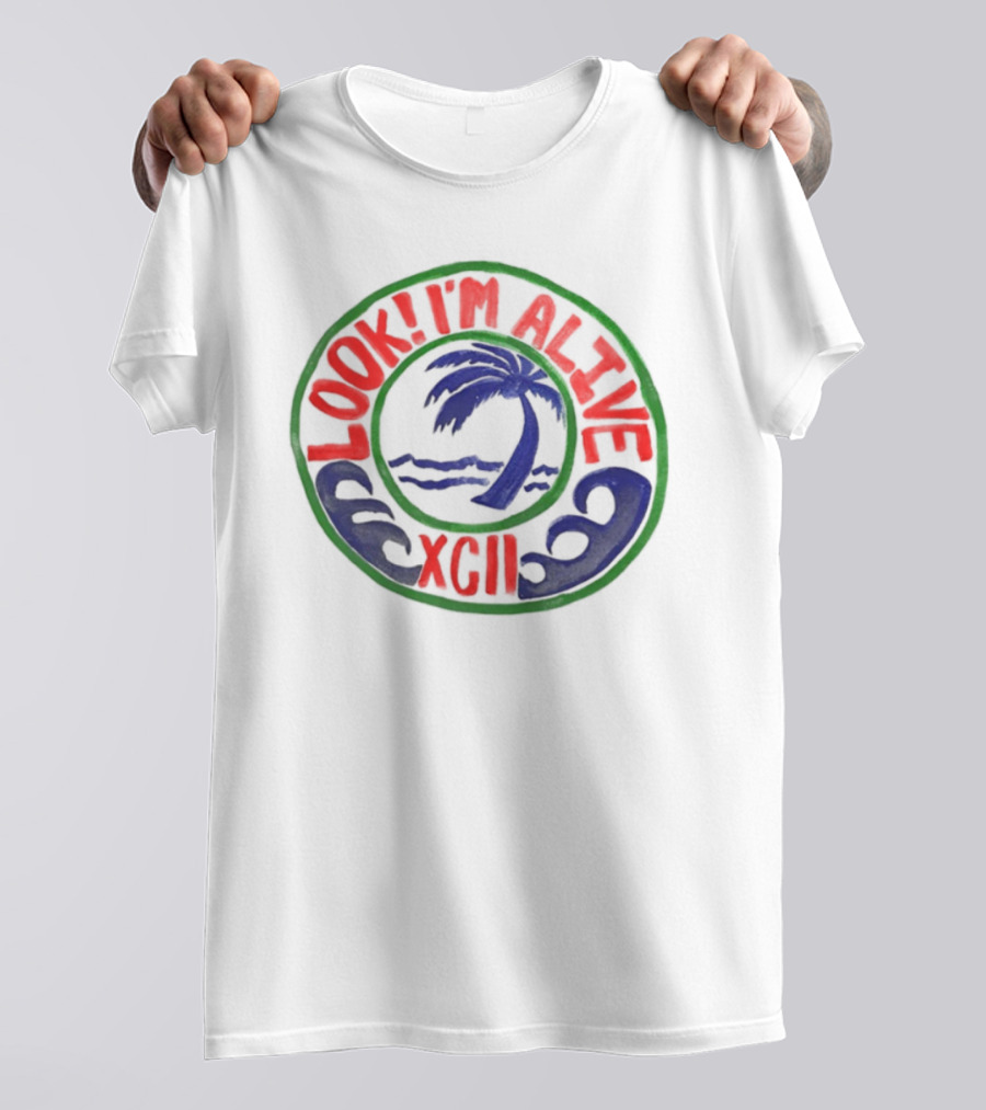 LOOK I'M ALIVE XGII Palm Tree Waves T-Shirt