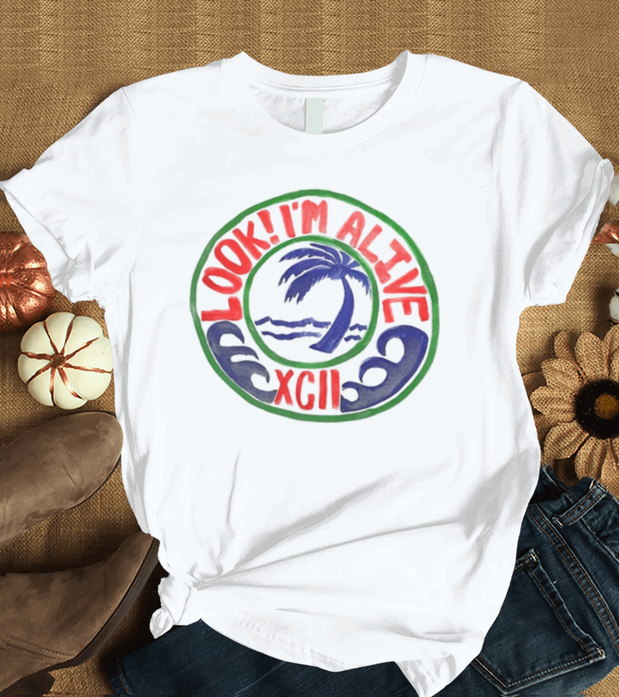 LOOK I'M ALIVE XGII Palm Tree Waves T-Shirt