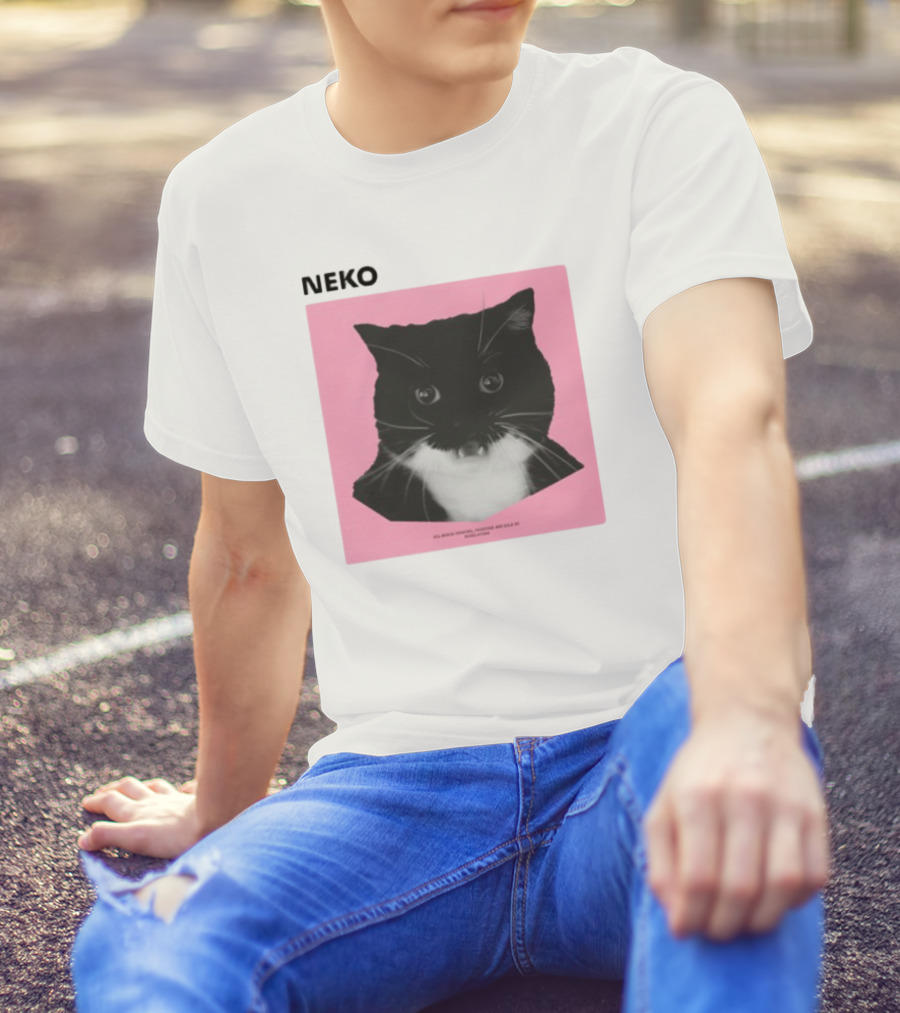 Neko Uni The Strongest Cat Silhouette In Black And Pink T-Shirt