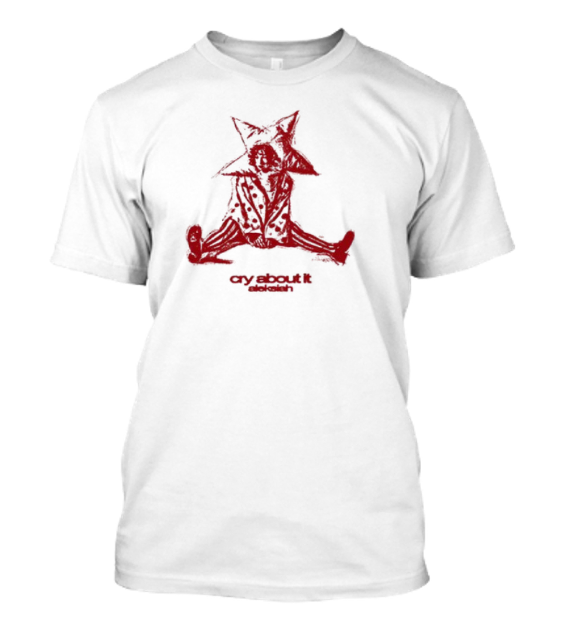 Aleksiah Cry About It Red Sketchy Cat Ears Print T-Shirt
