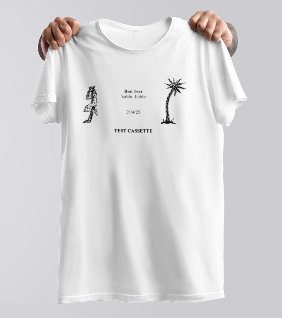 Bon Iver Test Cassette Hippie Palm Tree Peace Signs T-Shirt