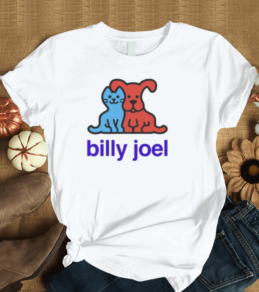 Billy Joel Cat Dog Duo Design T-Shirt