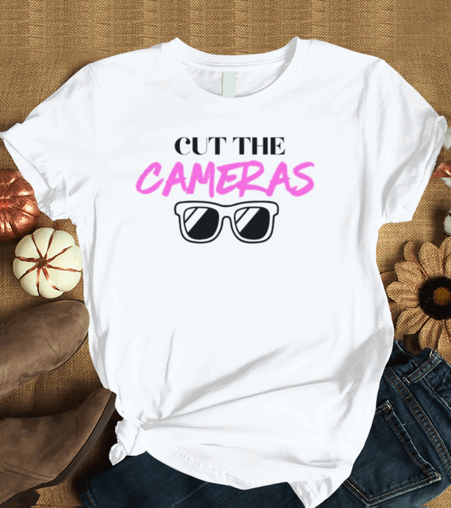Cut The Cameras Pink Bold Sunglasses T-Shirt
