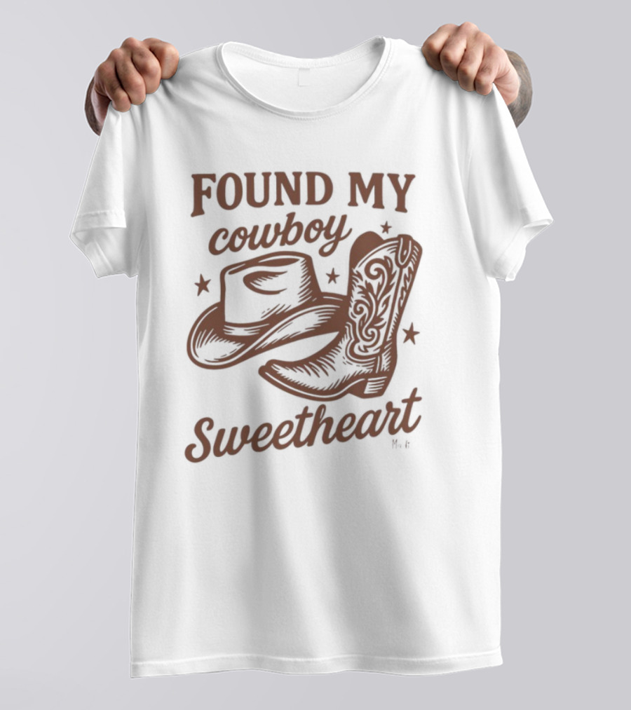 Found My Cowboy Sweetheart Hat And Boot Stars T-Shirt