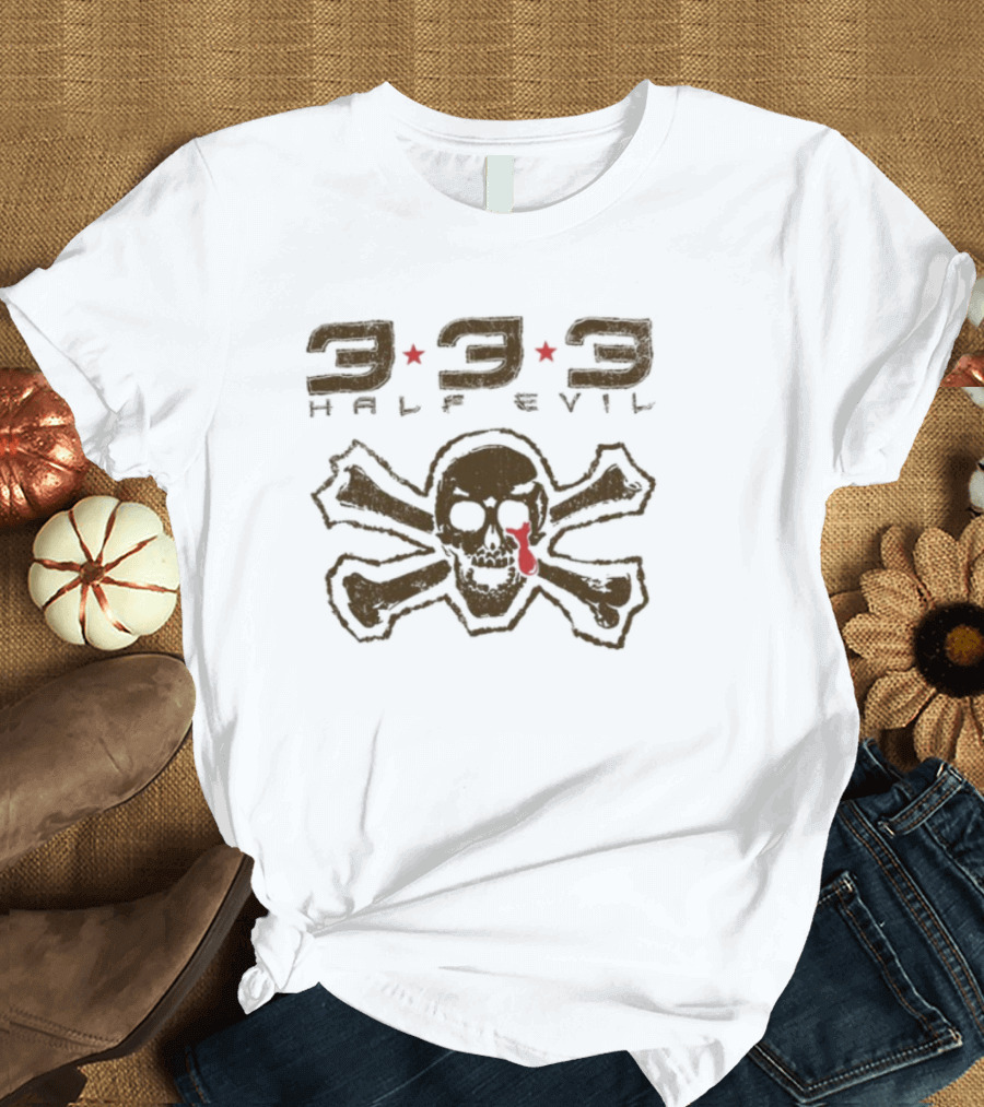 333 Half Evil Skull Crossbones Pirate T-Shirt