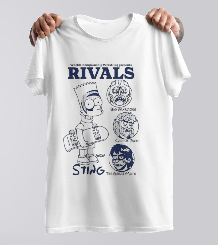 Bart Simpson World Championship Wrestling Presents Rivals WCW Sting The Ultimate Warrior Big Van Vader T-Shirt