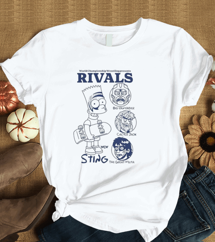 Bart Simpson World Championship Wrestling Presents Rivals WCW Sting The Ultimate Warrior Big Van Vader T-Shirt