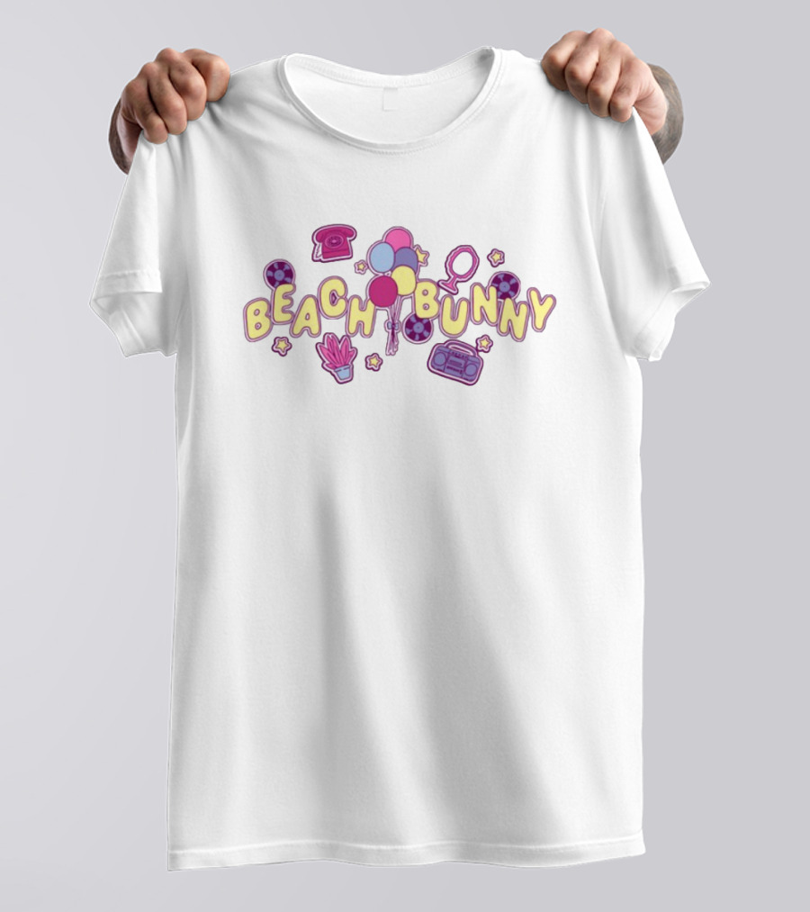 Beach Bunny Balloons Boombox Phone Retro Aesthetic T-Shirt