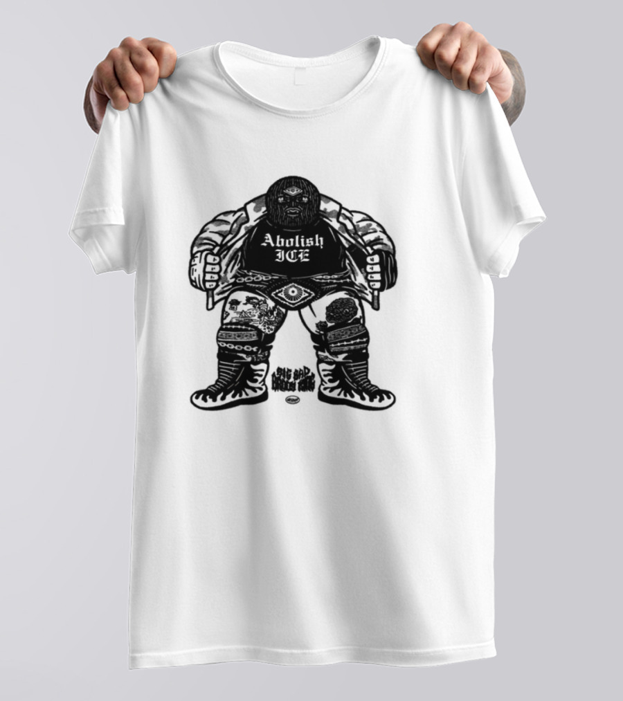 Brody King Abolish Ice Skeletal Monster Graphic T-Shirt