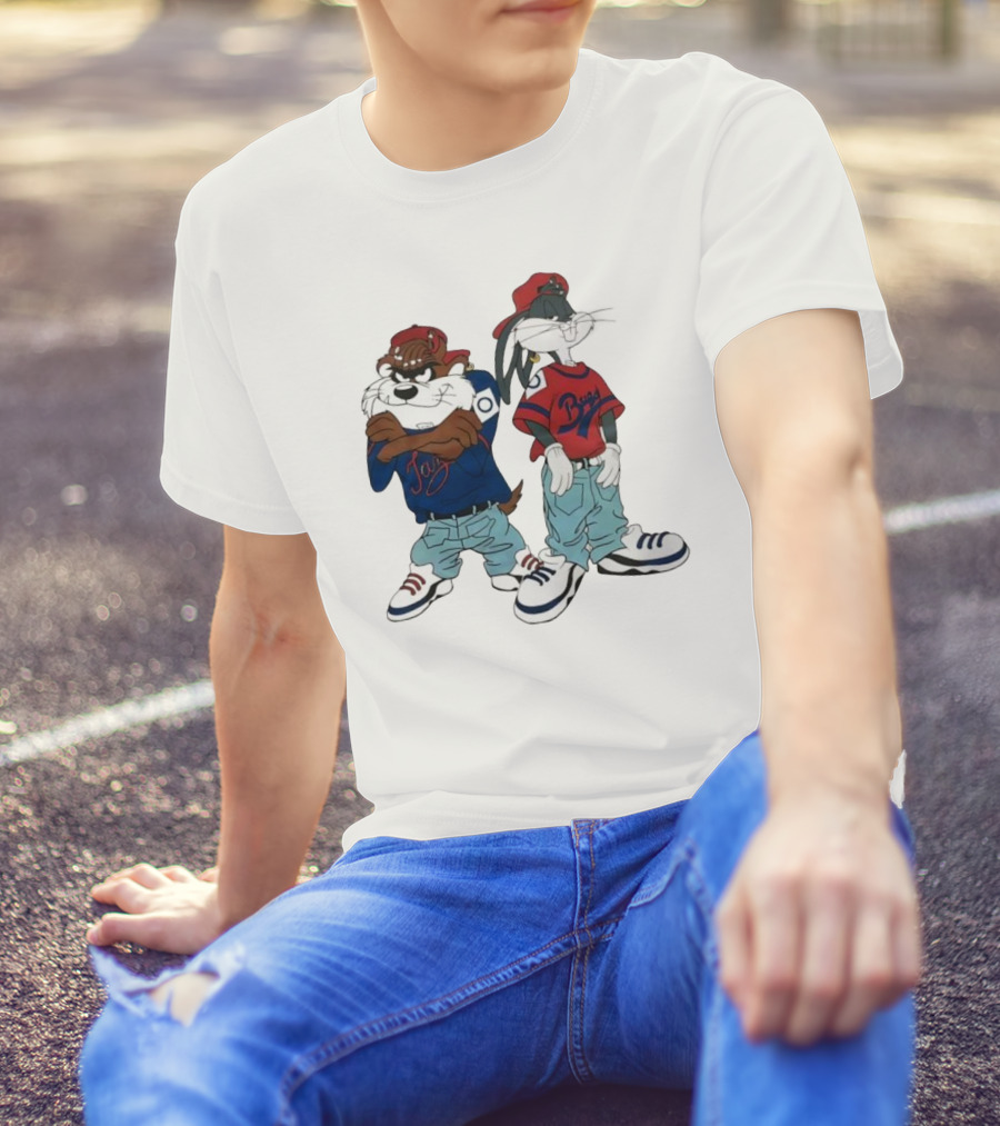 Bugs Bunny Taz Hip Hop Vintage Style Baggy Jeans Sneakers T-Shirt