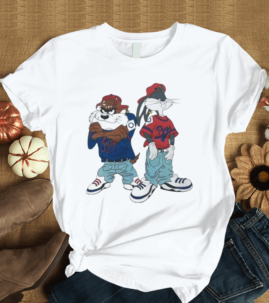 Bugs Bunny Taz Hip Hop Vintage Style Baggy Jeans Sneakers T-Shirt