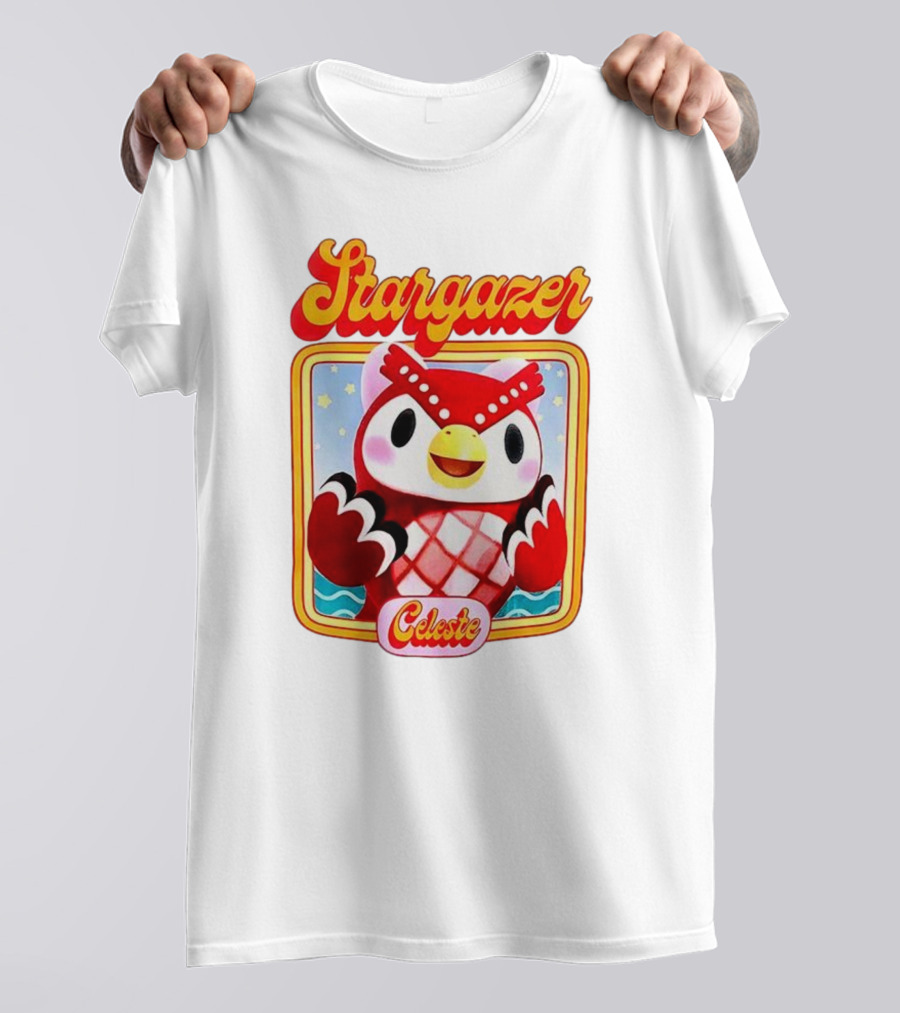 Stargazer Celeste Owl Character With Stars And Ocean Scene T-Shirt