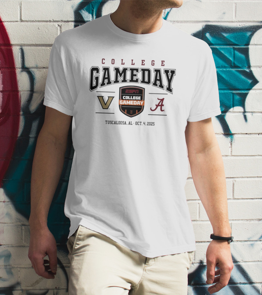 College GameDay ESPN Vanderbilt Commodores Vs Alabama Crimson Tide Tuscaloosa Oct 4 2025 T-Shirt
