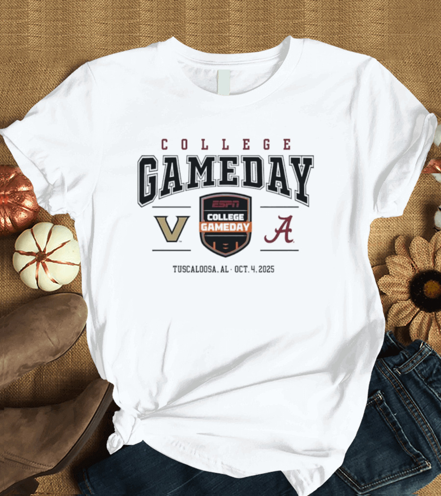 College GameDay ESPN Vanderbilt Commodores Vs Alabama Crimson Tide Tuscaloosa Oct 4 2025 T-Shirt