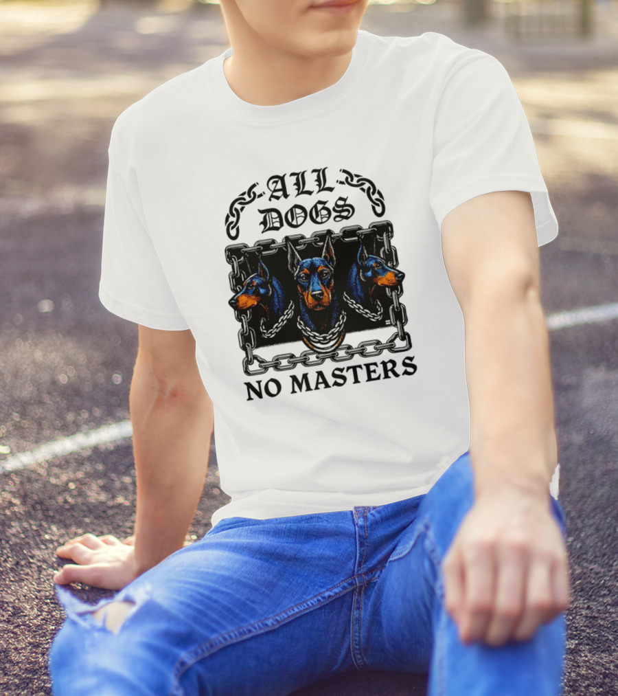 Doberman All Dogs 2025 No Master Tri Color Illustration T-Shirt
