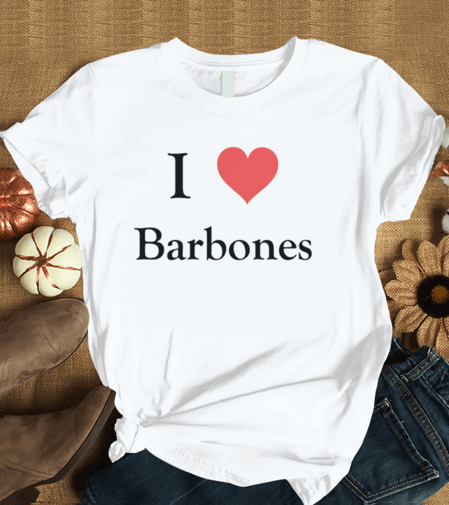 Gabrielvargas_8 I Heart Barbones Bold Text Red Heart Graphic T-Shirt