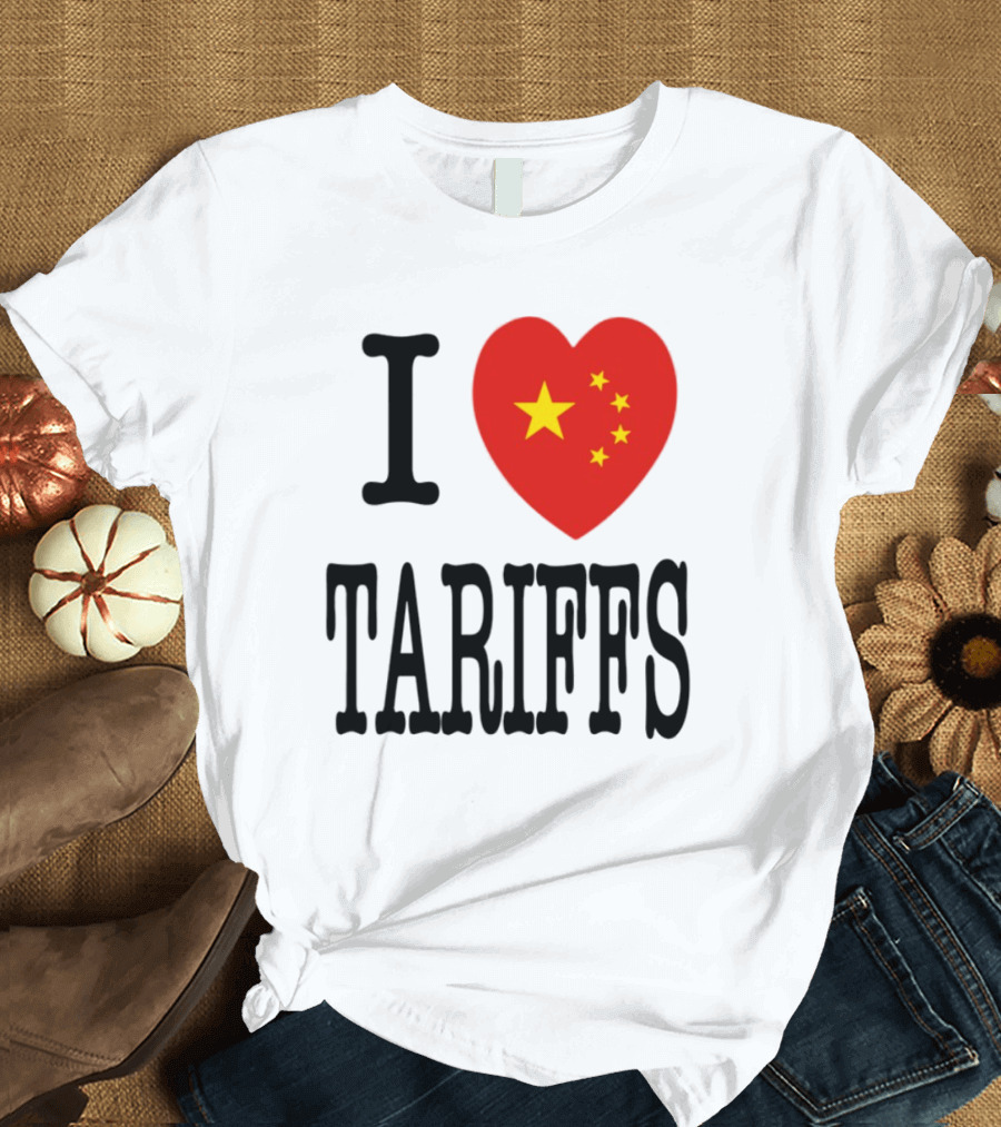 Flags Heart Tariffs China Stars T-Shirt