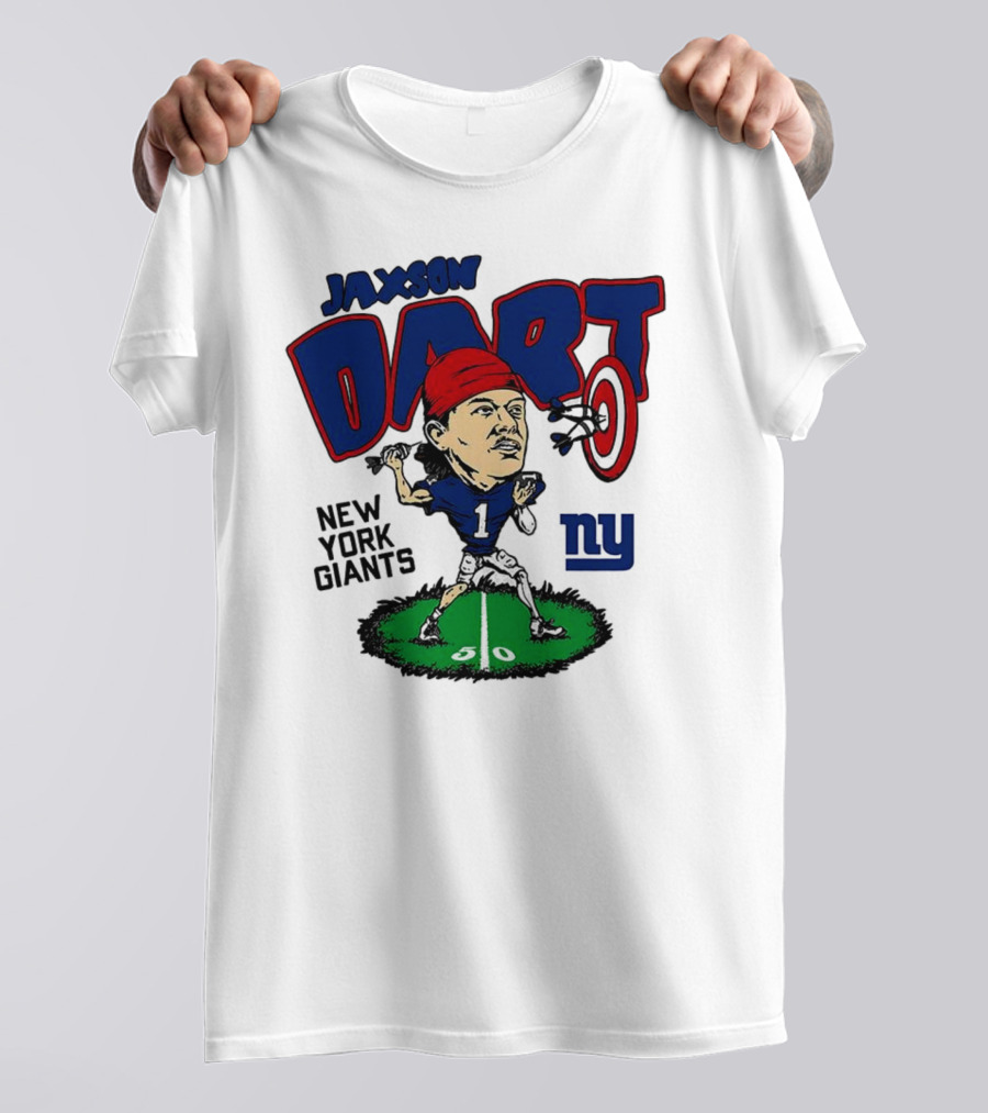 Jaxson Dart NY Giants NFL Caricature Player Number 1 T-Shirt
