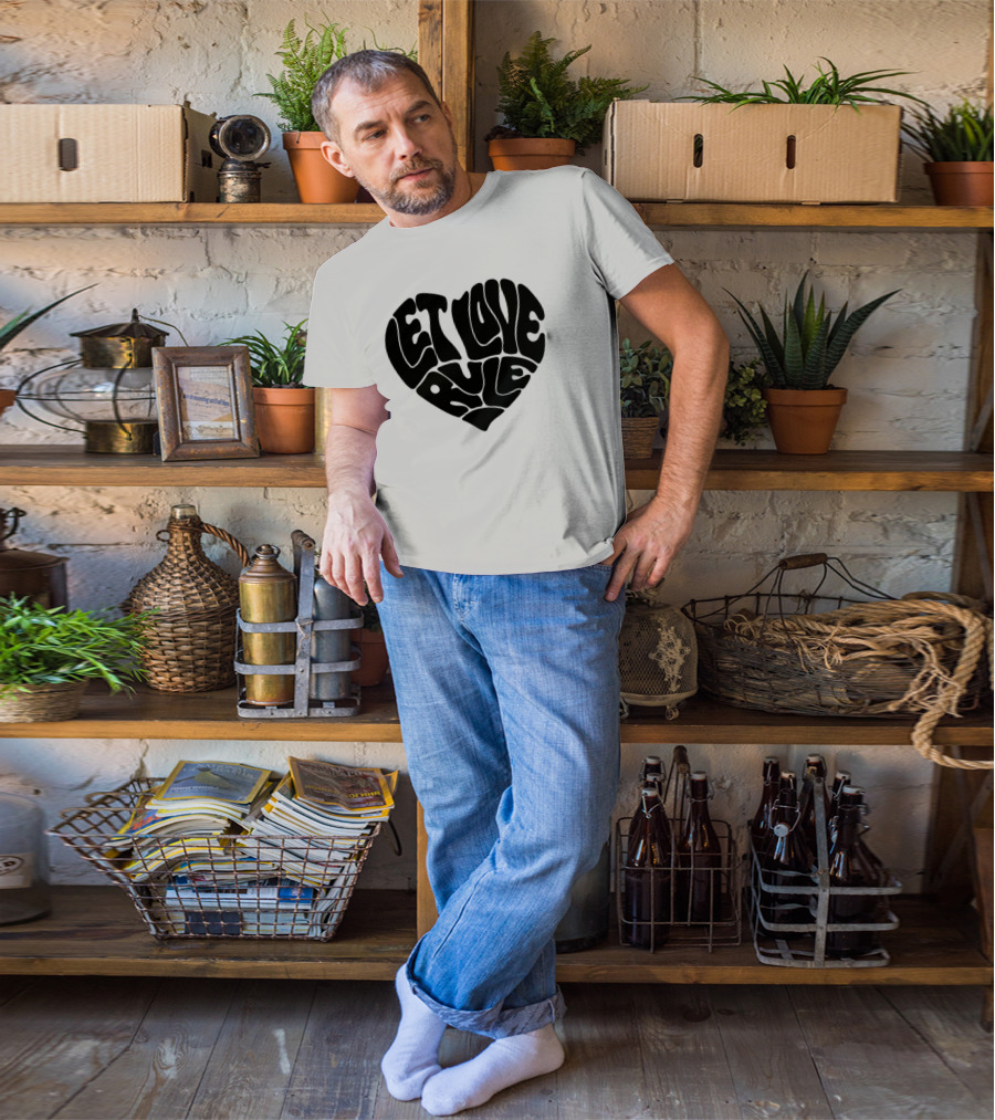 Lennykravitz Let Love Rule Heart Text Portrait Style T-Shirt