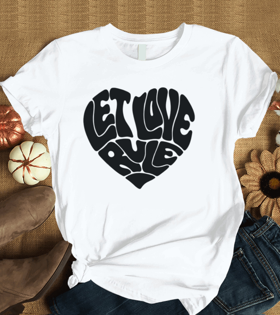 Lennykravitz Let Love Rule Heart Text Portrait Style T-Shirt