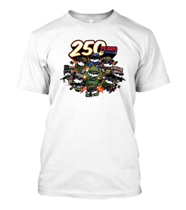 Mandatoryfunday 250 Years Of Freedom Military Characters Celebration T-Shirt