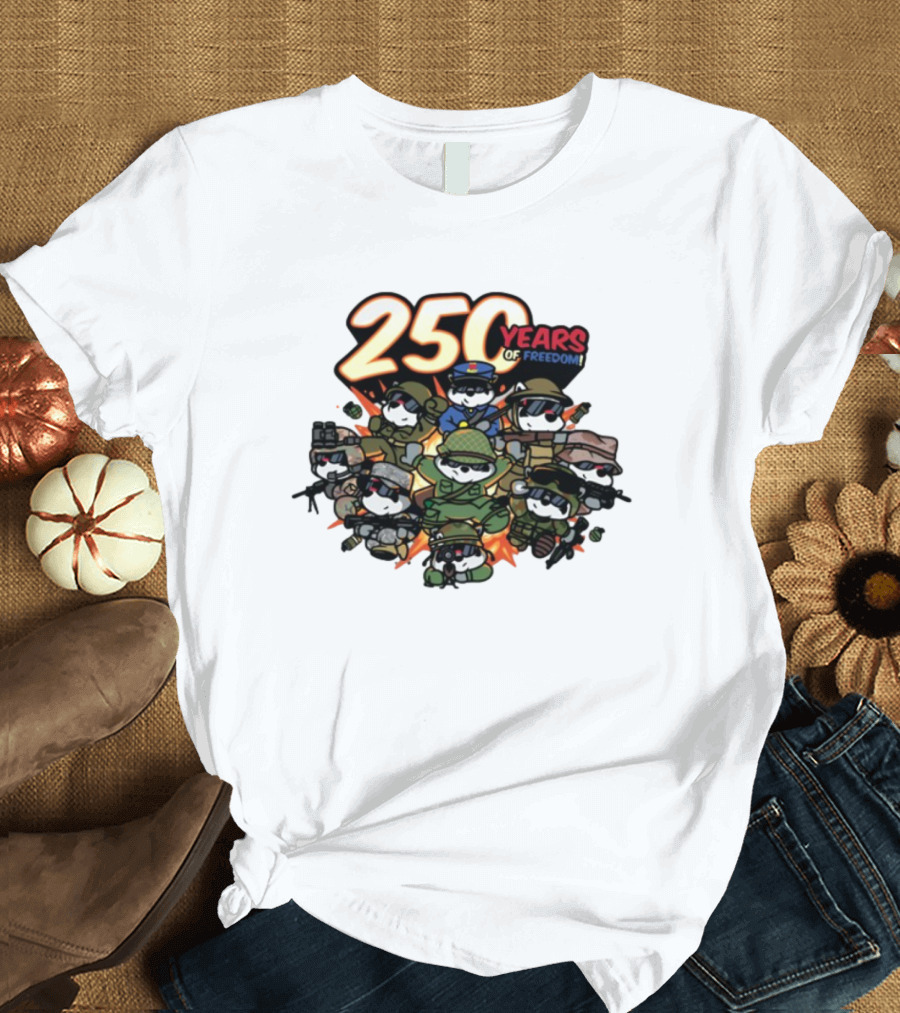 Mandatoryfunday 250 Years Of Freedom Military Characters Celebration T-Shirt