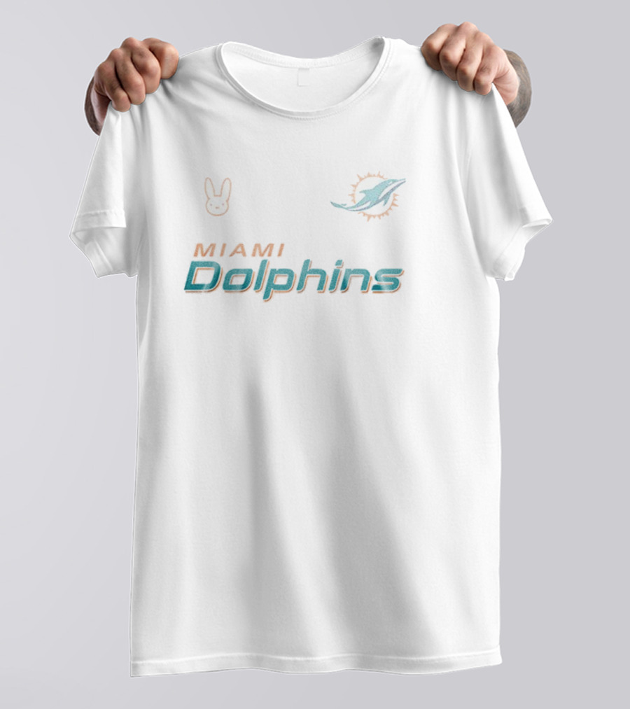 Miami Dolphins Bad Bunny Collaboration Frog Mascot Signature T-Shirt