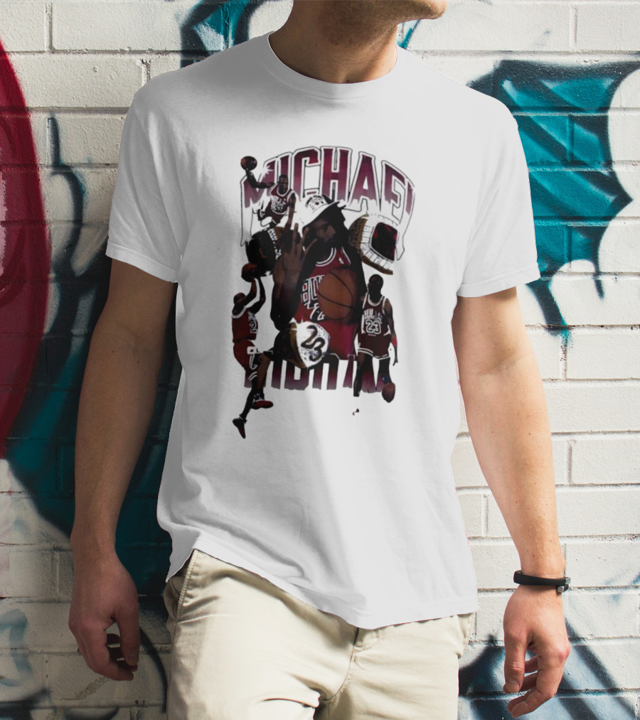 Michael Jordan Bulls Number 23 Iconic Basketball Collage T-Shirt