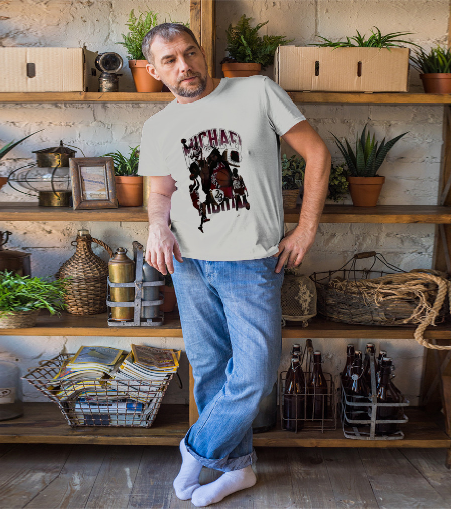 Michael Jordan Bulls Number 23 Iconic Basketball Collage T-Shirt