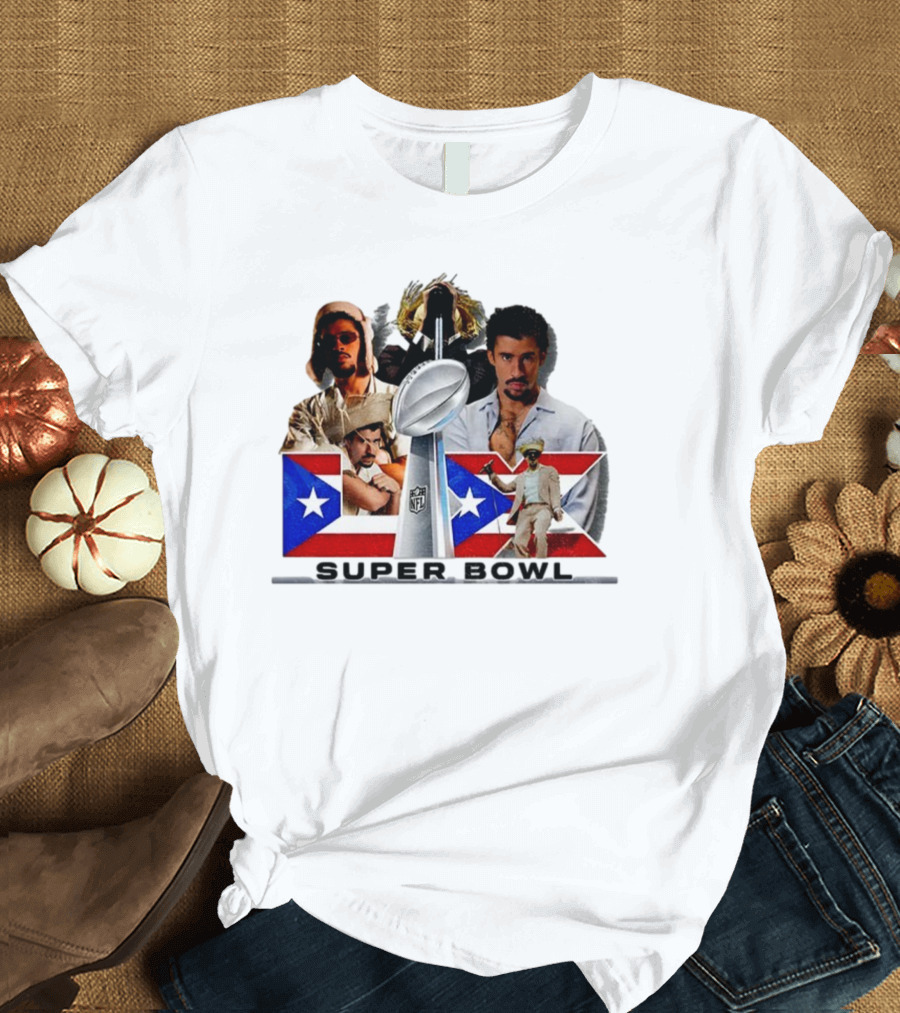 Bad Bunny Super Bowl 2026 Puerto Rican Flag NFL Halftime Show T-Shirt