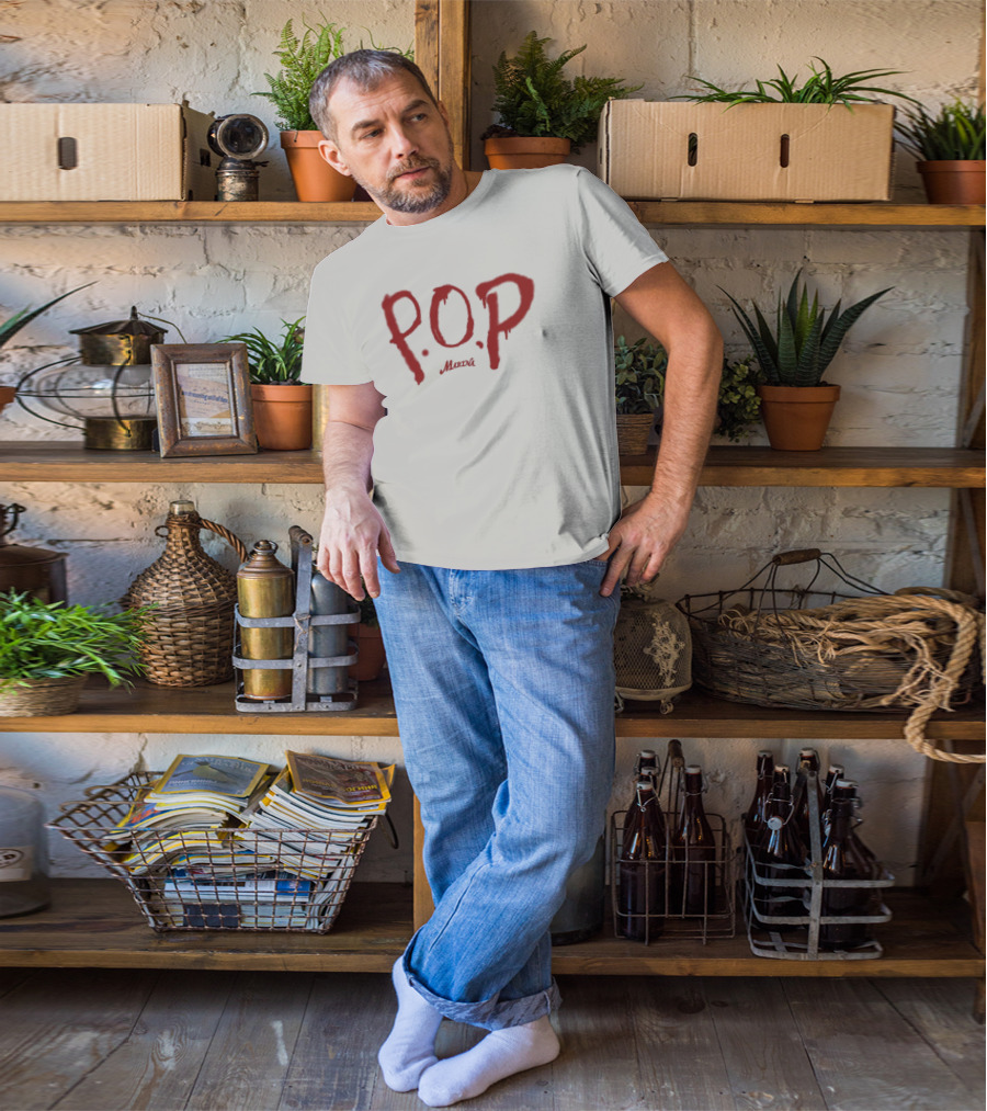 P.O.P. Marina Red Text Style T-Shirt