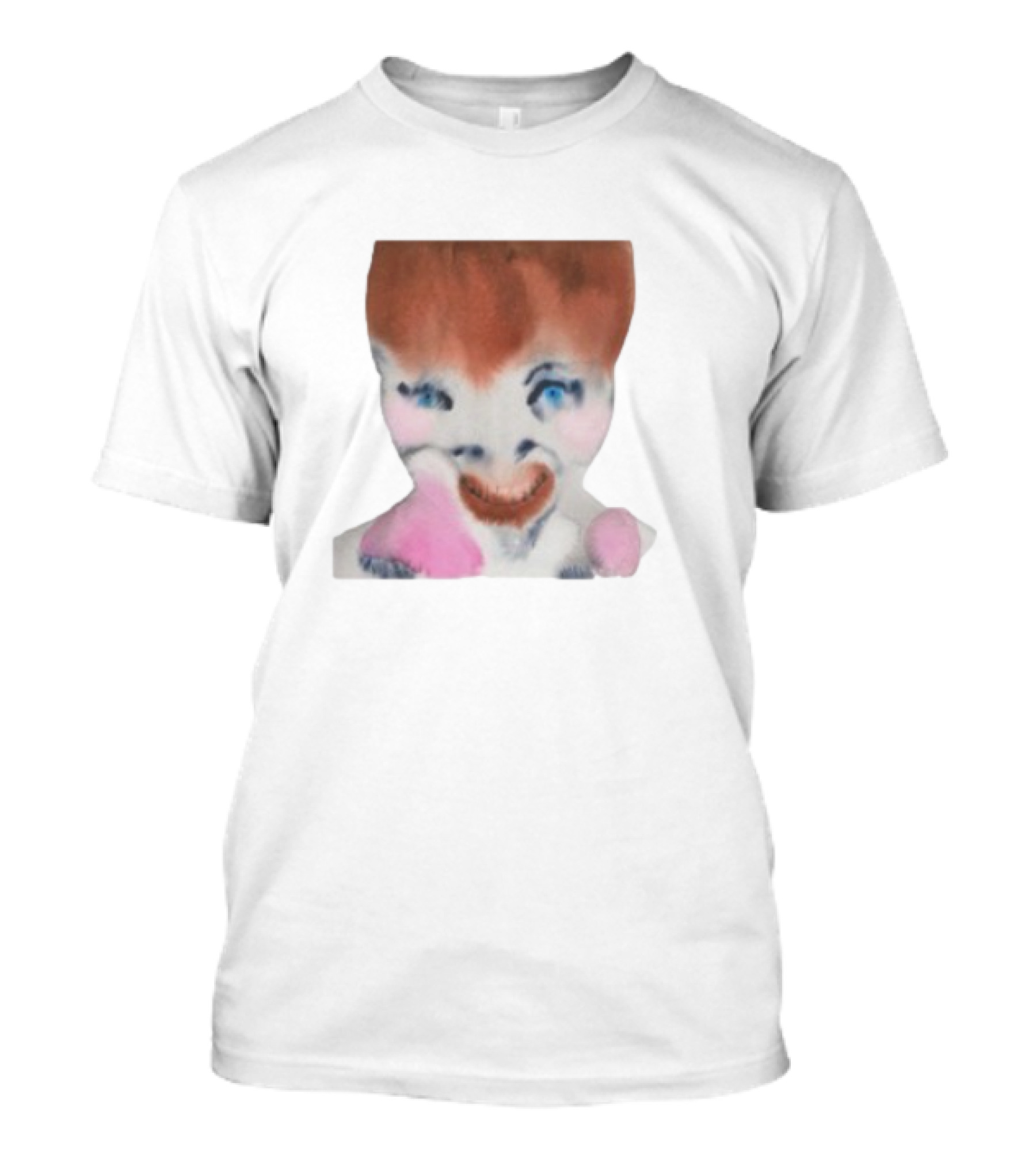 Pearly Drops The Voices Are Coming Back Creepy Clown Face Pink And Brown Hair Blue Eyes T-Shirt