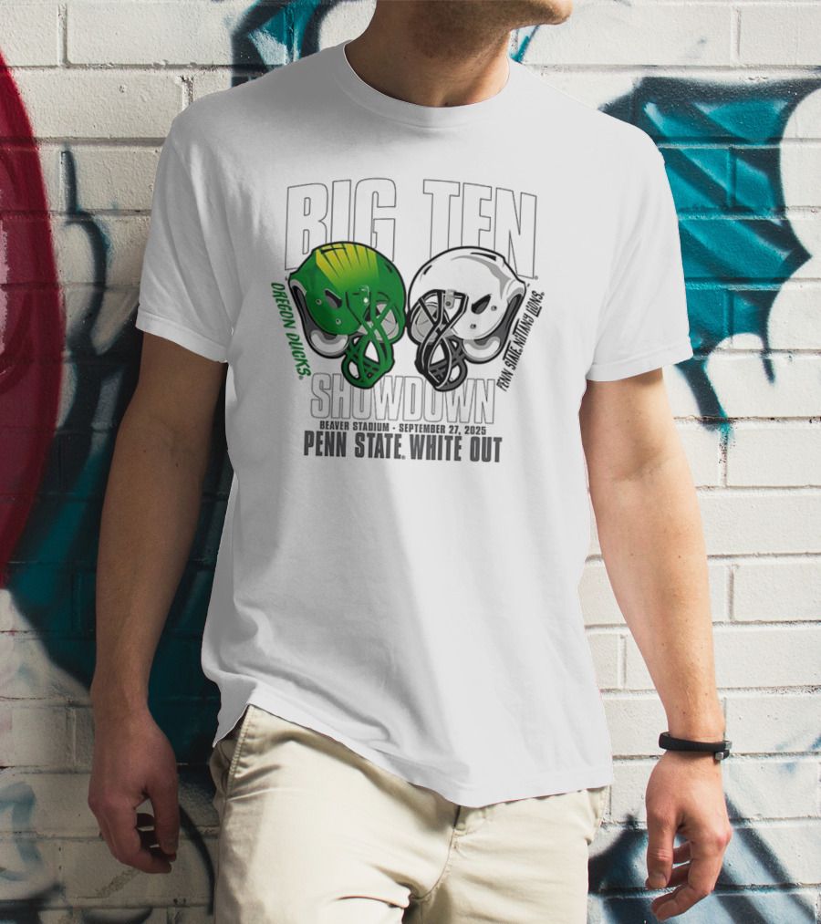 Penn State Nittany Lions Vs Oregon Ducks Football Big Ten Showdown 2025 White Out T-Shirt
