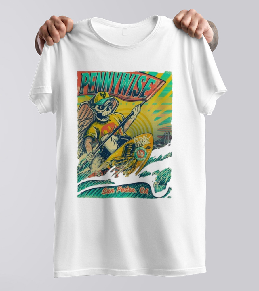 Pennywise Skeleton Surf Punk In The Park October 4 2025 San Pedro CA T-Shirt