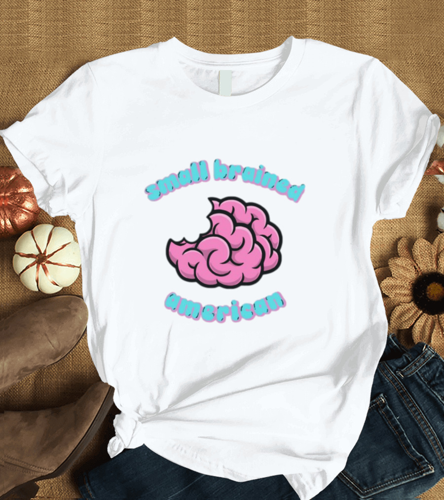 Small Brained American Pink Brain Illustration T-Shirt