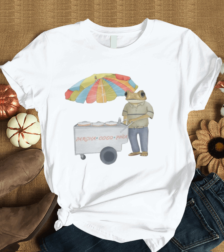 Parcha Coco Piña Frog Vendor With Colorful Umbrella T-Shirt