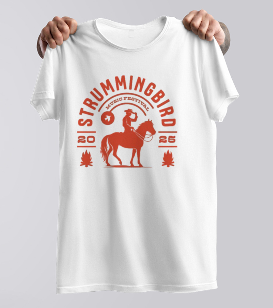 Strummingbird Music Festival 2025 Cowboy Riding Horse Icon T-Shirt