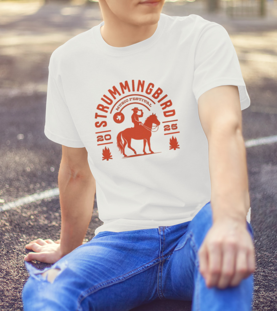 Strummingbird Music Festival 2025 Cowboy Riding Horse Icon T-Shirt