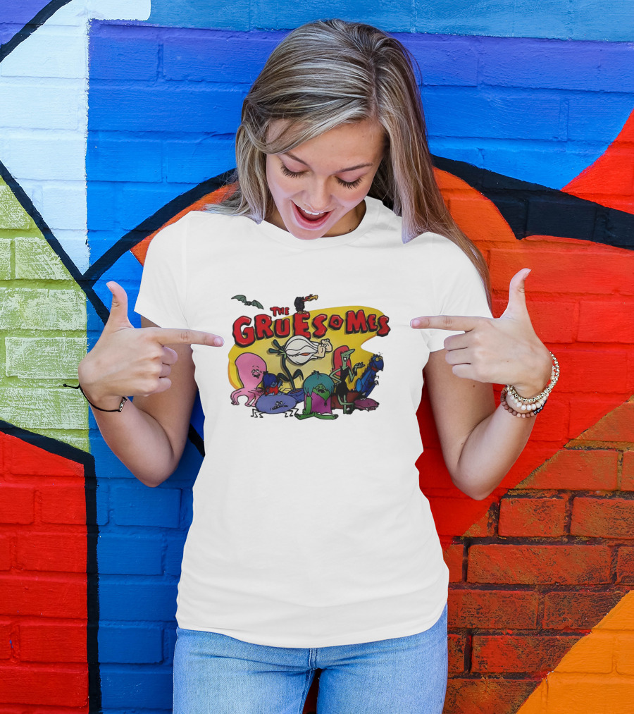 The Gruesomes Cartoon Characters With Bat And Vulture T-Shirt