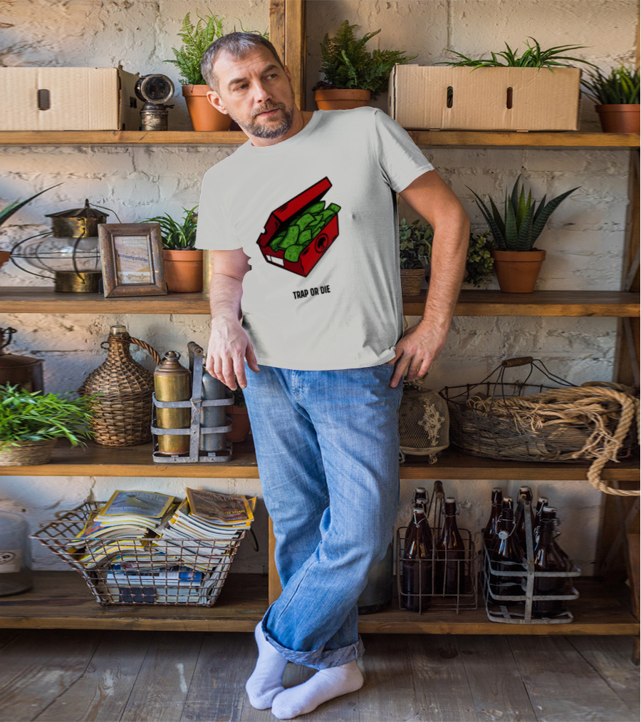 Trap Or Die Shoe Box Money Cash Stack T-Shirt