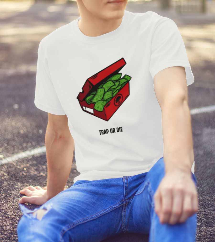 Trap Or Die Shoe Box Money Cash Stack T-Shirt