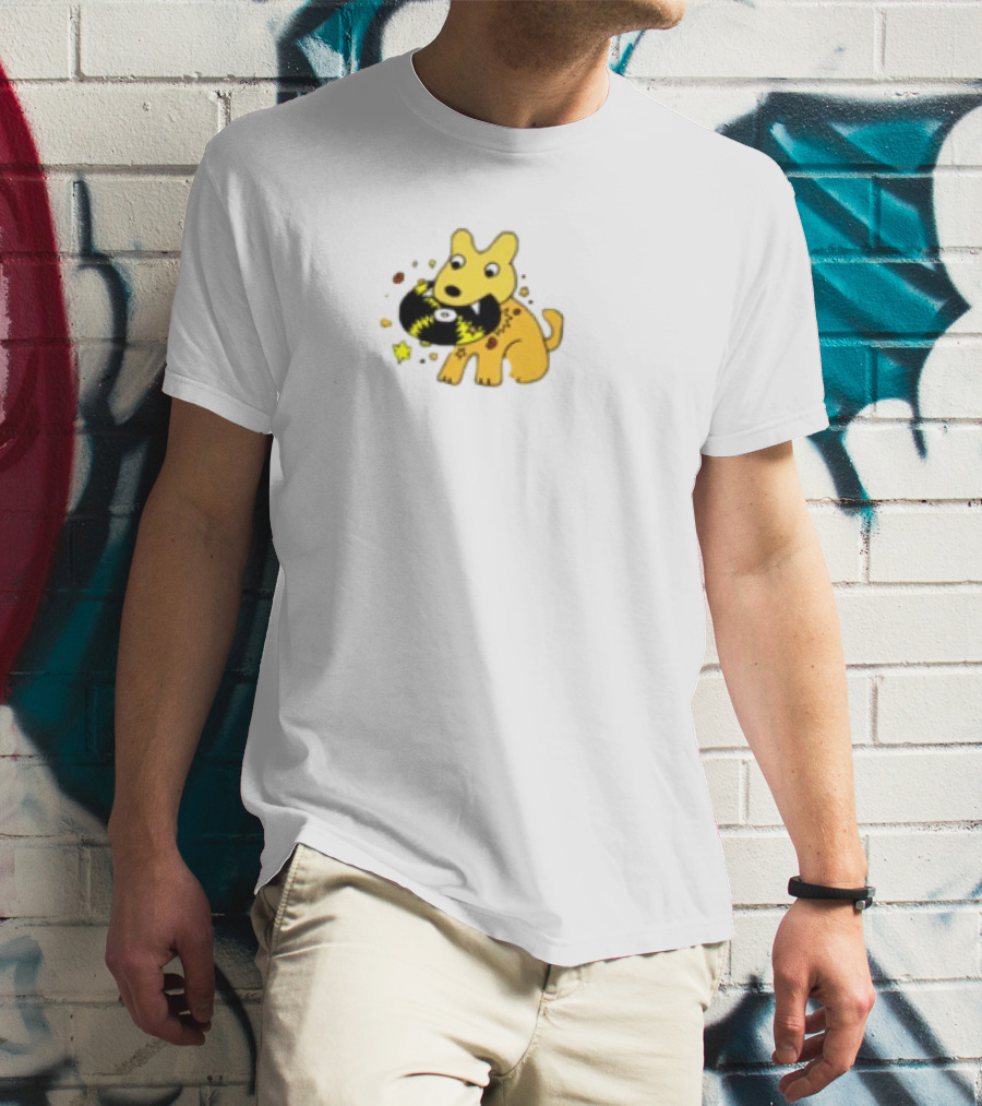 Yellow Jasper Dog With Cosmic Black Cat T-Shirt