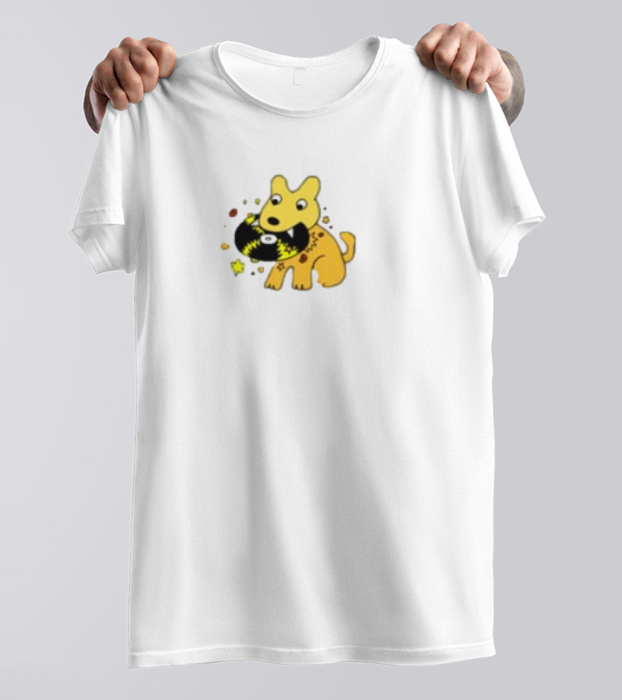 Yellow Jasper Dog With Cosmic Black Cat T-Shirt