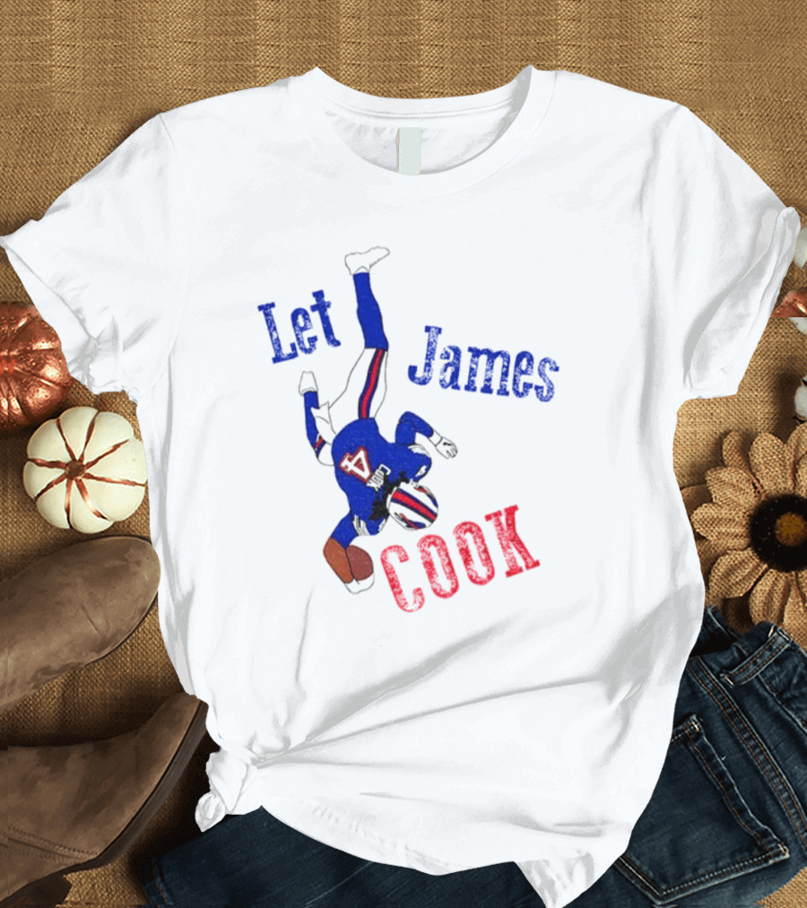 Let James Cook Football Player Red Blue Text T-Shirt