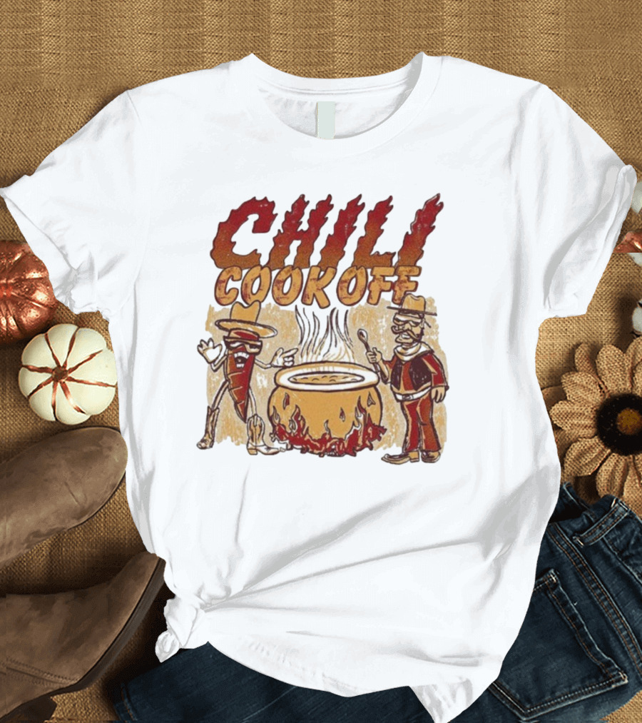 Chili Cookoff Spicy Pepper Cowboy And Chef Duel Over Fiery Pot T-Shirt
