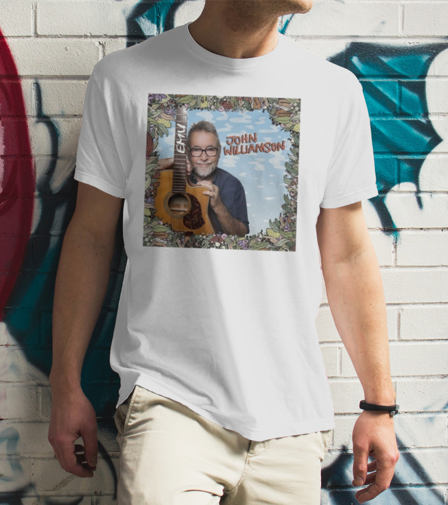 John Williamson EMU Guitar Ausmusic Floral Border T-Shirt