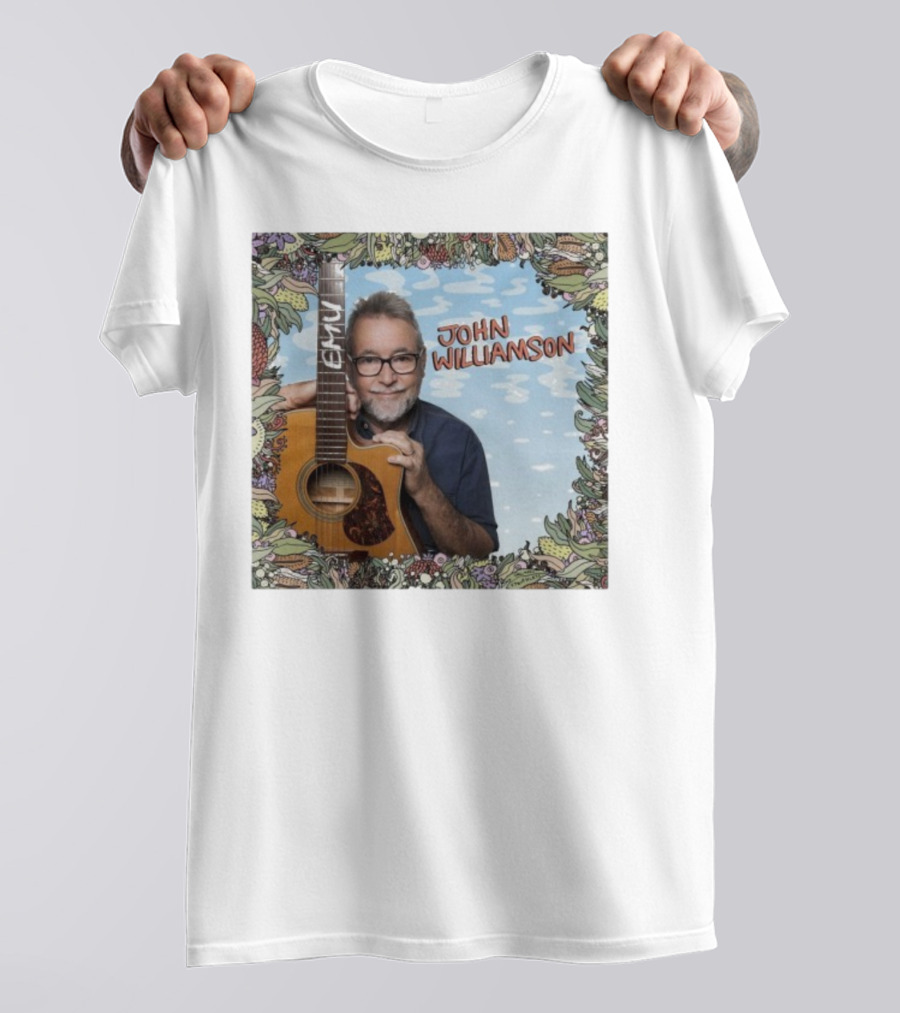 John Williamson EMU Guitar Ausmusic Floral Border T-Shirt