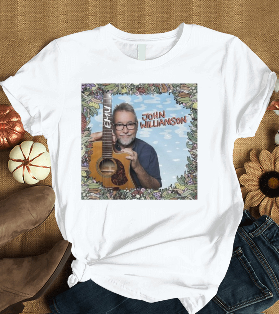John Williamson EMU Guitar Ausmusic Floral Border T-Shirt