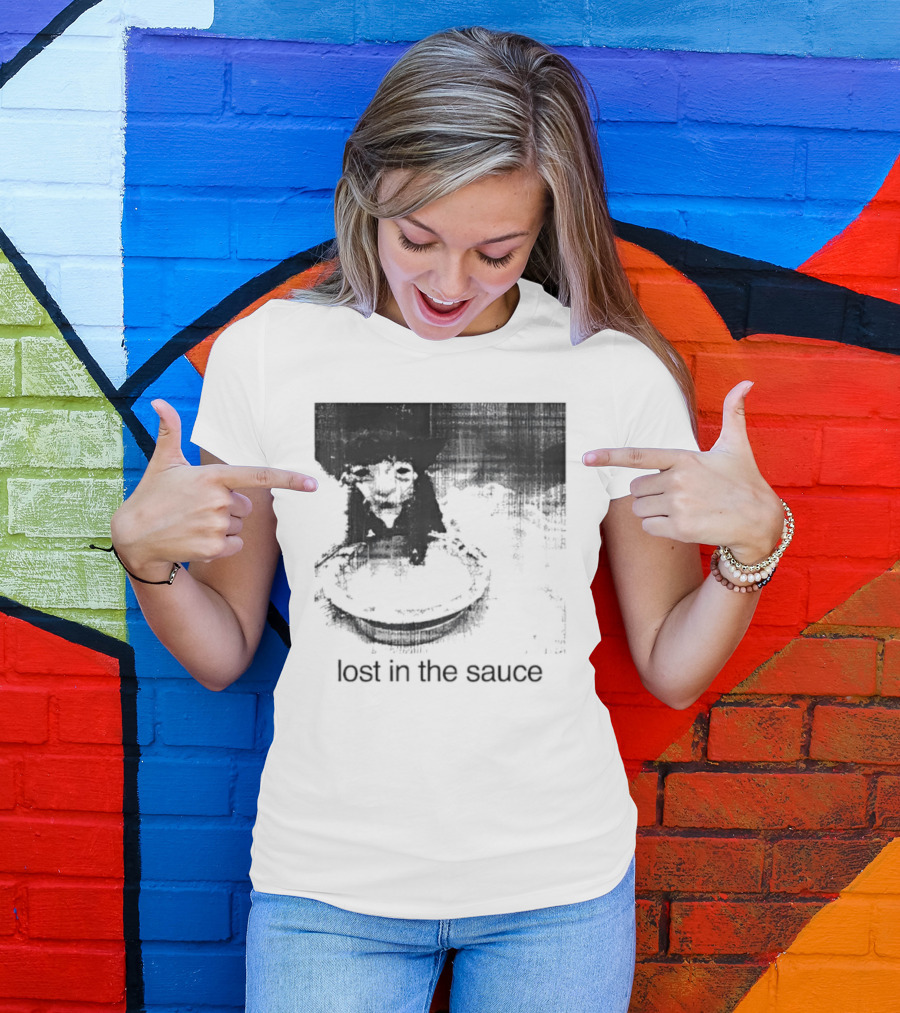 Lost In The Sauce Cat Image With Text T-Shirt